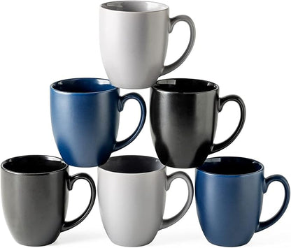 AmorArc 16 oz Coffee Mugs Set of 6, Large Ceramic Coffee Cups Set | Classic by AmorArc