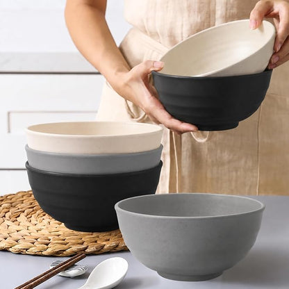 Wheat Straw Bowls Sets of 6, 60oz Large Plastic Bowl Reusable, Unbreakable - Image 5