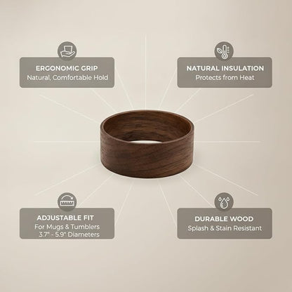 Office Desk & Home Coffee Station Accessory, Wooden Cup Sleeve - Image 4