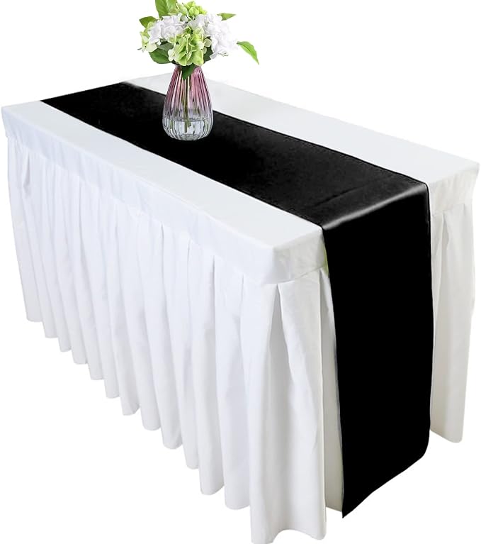 Black Table Runners, 12x108 Inches, 12 Pack | Satin Seamless, Silk and Smooth - Image 6