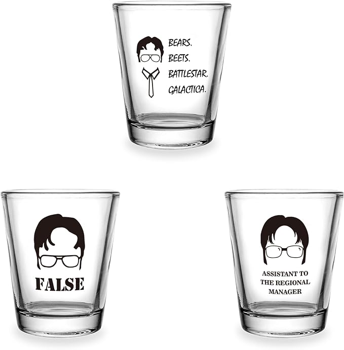 3 PCS The Office Merchandise Shot Glasses Set, 1.5 oz The Office Merch Clear - Image 2