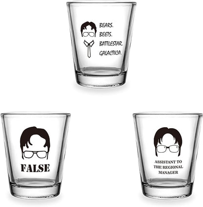 3 PCS The Office Merchandise Shot Glasses Set, 1.5 oz The Office Merch Clear - Image 2