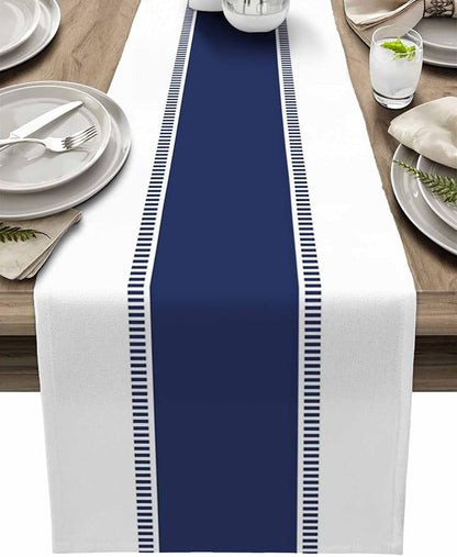 Navy Blue Table Runners 16x72 inches Long, Non Slip Stripes Table Runner by Futuregrace