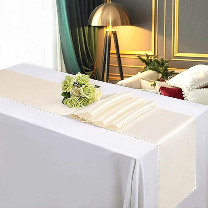 5 Pcs Ivory Satin Table Runners 12x108 inch Bright Satin Silk Fabric | Smooth - Image 5