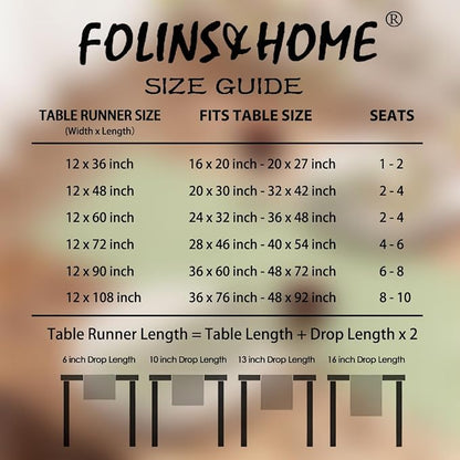 FOLINS&HOME Sage Green Waterproof Decorative Table Runner 72 Inches Long | - Image 6