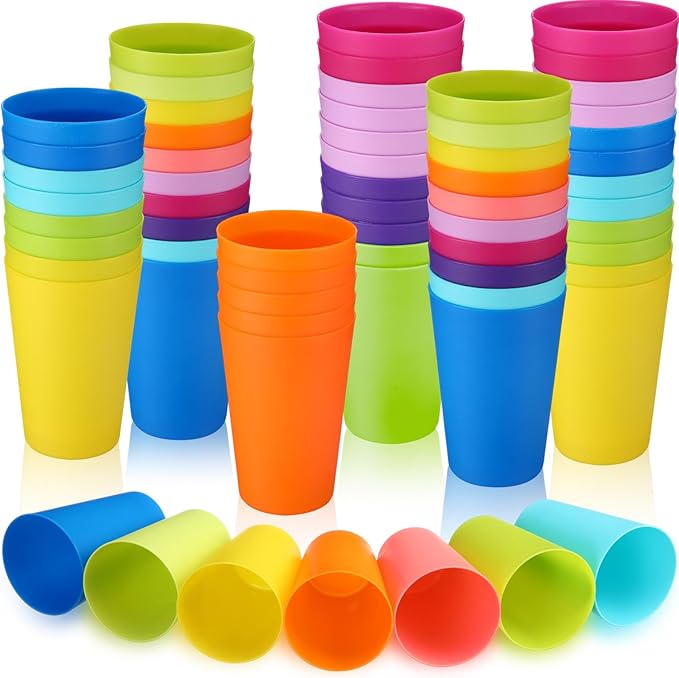 Patelai 100 Pcs usable Plastic Cups 8oz Drinking Cups Colorful Unbreakable by Patelai
