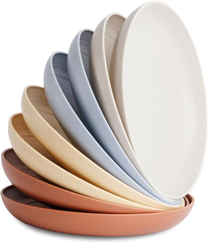 8-Pack Reusable Wheat Straw Plates Set by NookTheory