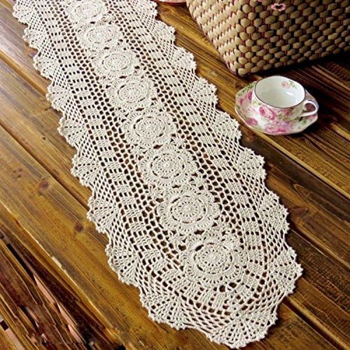 Laivigo Handmade Crochet Lace Oval Lucky Flower Tablecloth Table Runner Doilies - Image 3