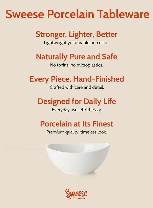 Sweese 10 oz Small White Porcelain Bowls - Image 7