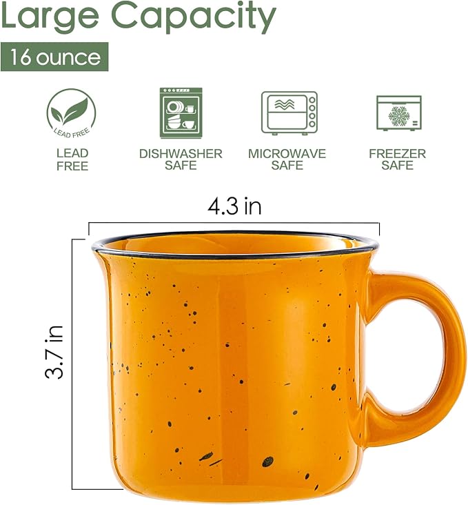 bestone Set of 4 Large Ceramic Mugs - Image 2