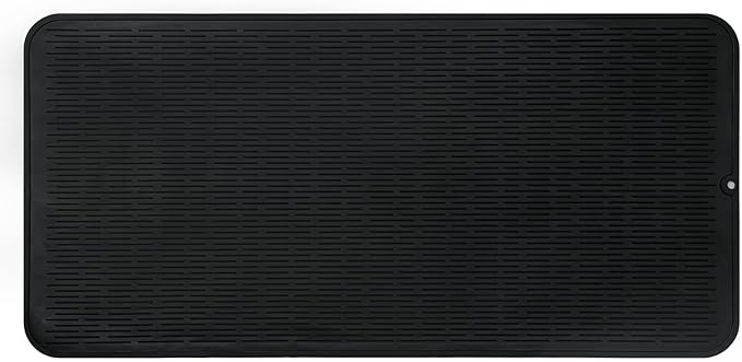 Silicone Dish Drying Mat for Multiple Usage,Easy clean,Eco-friendly,Heat-resistant Silicone Mat for Kitchen Counter or Sink,Refrigerator or Drawer Liner Black 5XL 36inches x 18inches