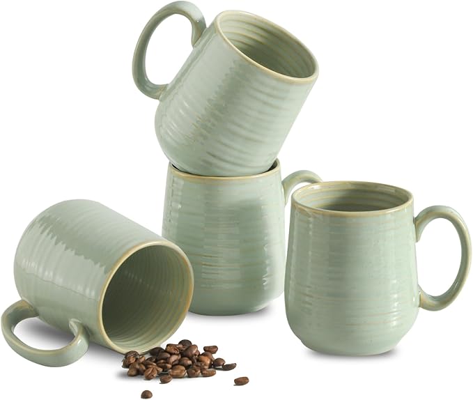 Coffee Mugs Set of 4, 15 Ounce Ceramic Coffee Cups by JINGUS