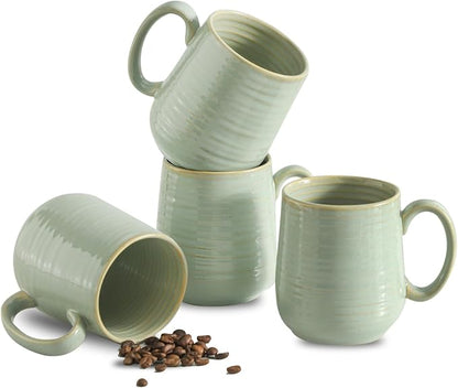 Coffee Mugs Set of 4, 15 Ounce Ceramic Coffee Cups by JINGUS