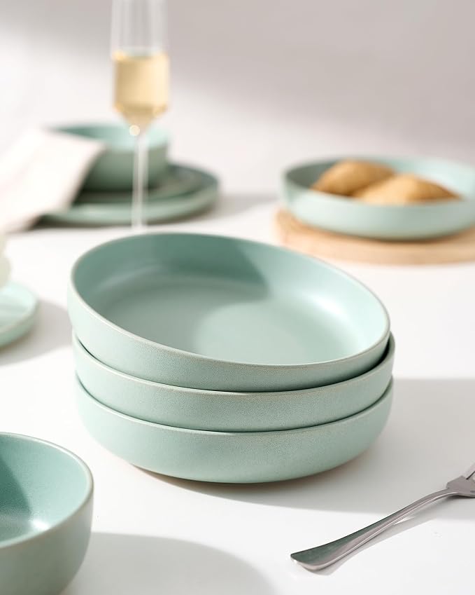 famiware Milkyway 33 oz Pasta Bowls Set of 4, Light Green | Double Reactive - Image 6