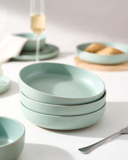 famiware Milkyway 33 oz Pasta Bowls Set of 4, Light Green | Double Reactive - Image 6