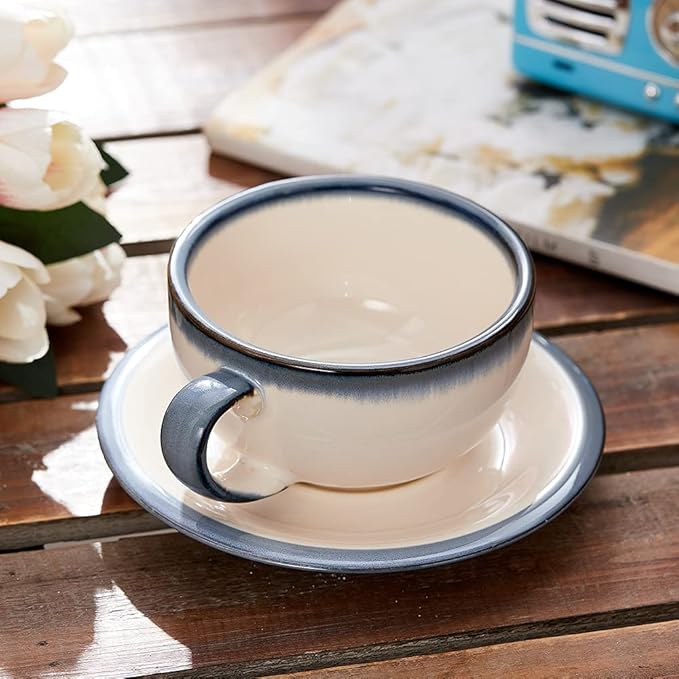 Coffeezone Vintage Design 12 oz Ceramic Latte Art Cappuccino Barista Cup - Image 5