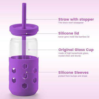 Mrsdry 16 oz Glass Cups with Lids and Straws - Image 3