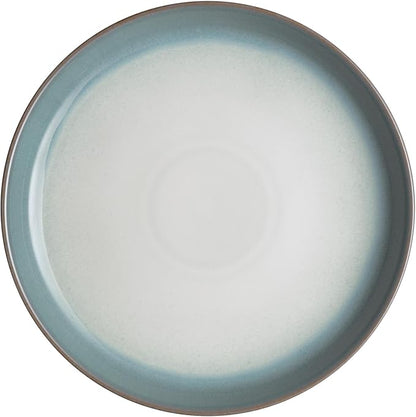 Denby - Azure Haze Coupe Dinner Plates Set of 6-10.25 Inch - Dishwasher Microwave Oven Safe - Reactive Blue Teal Glaze Large Ceramic Stoneware Plates - Scratch Chip Resistant