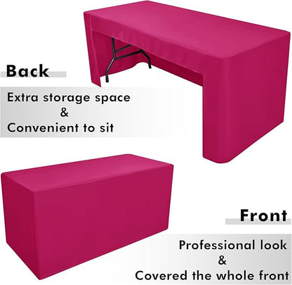 Nasitos 2 Pack Fuchsia Fitted Tablecloth Rectangular for 6 Foot Tables Trade Show-Open Back Tablecloth Washable and Wrinkle Resistant Fabric Table Cloth for Weddings, Parties, Buffet, Baby Shower
