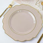 Taupe Hard Plastic Dinner Plates, 50 Pack 11" Disposable Round Baroque Plates by TCFLinen
