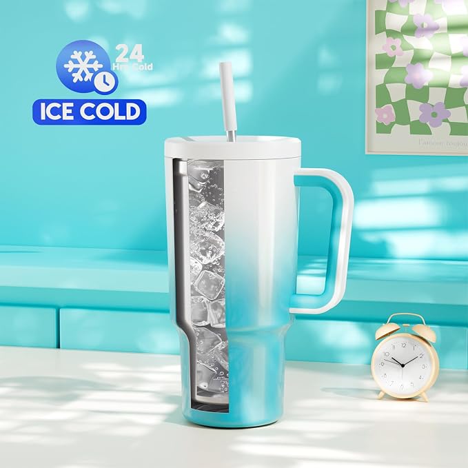 Meoky 30 oz Tumbler with Handle, Tumbler with Lid and Straw, Insulated - Image 2