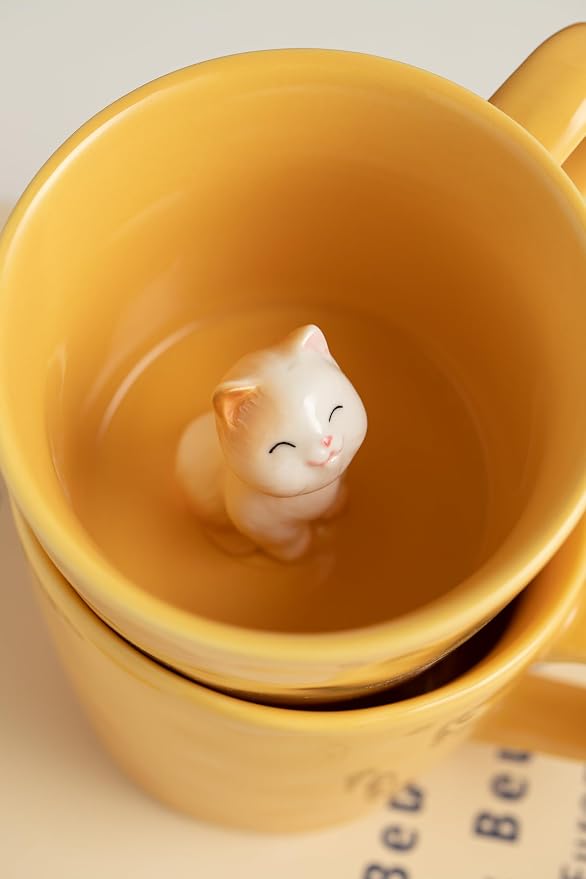 DIHOclub Cat Coffee Cup Hidden Ceramic Animal Inside Mug, Cute Cartoon Handmade - Image 6