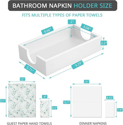 Napkin Holder for Bathroom, Wooden Guest Towel Holder Tray for Bathroom - Image 2