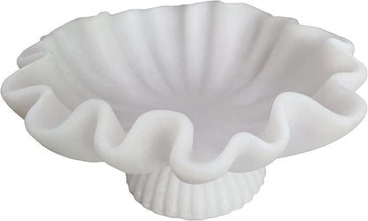 10" Large Decorative Bowl decor - milky white Scalloped Decorative Bowls for Home Decor - Organic Fluted Modern Home Decor,Ruffle Decor key bowl,bowl for keys