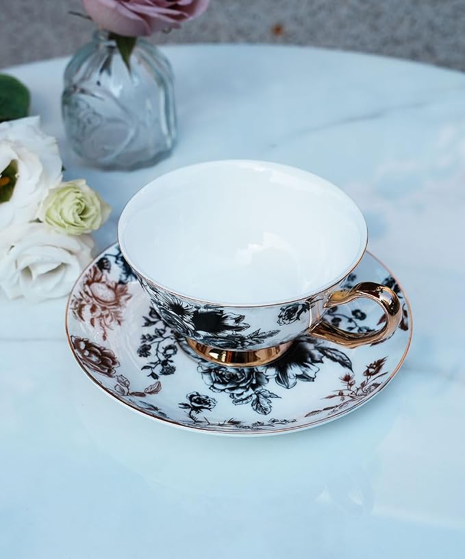 Bone China Tea Cup and Saucer Set - Image 4