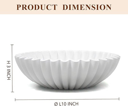 Large Decorative Bowl, Modern Handicraft Bowls for Home Decor, Decorative Fruit Bowl for Kitchen Counter, Ruffle Bowl Decor, Stylish Key Bowl for Entry Table, White
