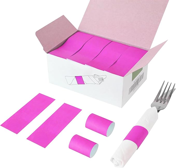 Self-Adhesive Napkin Bands, Hot Pink | Wrap silverware & napkins, elegant table by NATURALABEL