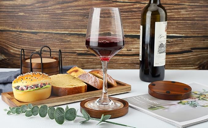 Acacia Wood Cork Coasters with Holder - Image 6