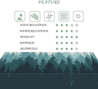 52x70 Inch Nature Rectangular Tablecloth Forest Silhouette Painting Table Cloth Waterproof Durable Table Cover for Picnic Indoor Gaming Room Decor