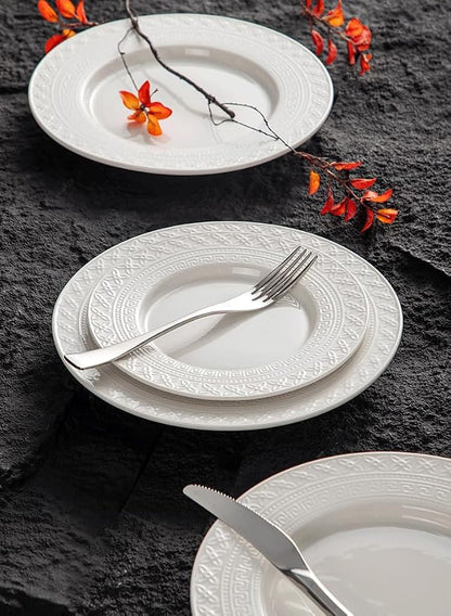 4-piece set, ceramic tableware set, relief plate and bowl set, microwave and - Image 9