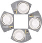 PIGCHCY Wedge Shaped Placemats for Dining Table Cross-Weave Washable Vinyl Placemat Heat Resistant Round Table Mats Set of 4 (Silver Grey)