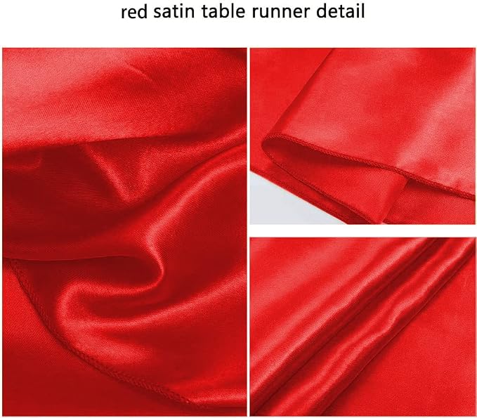 B-COOL Red Table Runner Valentine's Day Table Runner 5 Pack 12x108 inch Satin - Image 7
