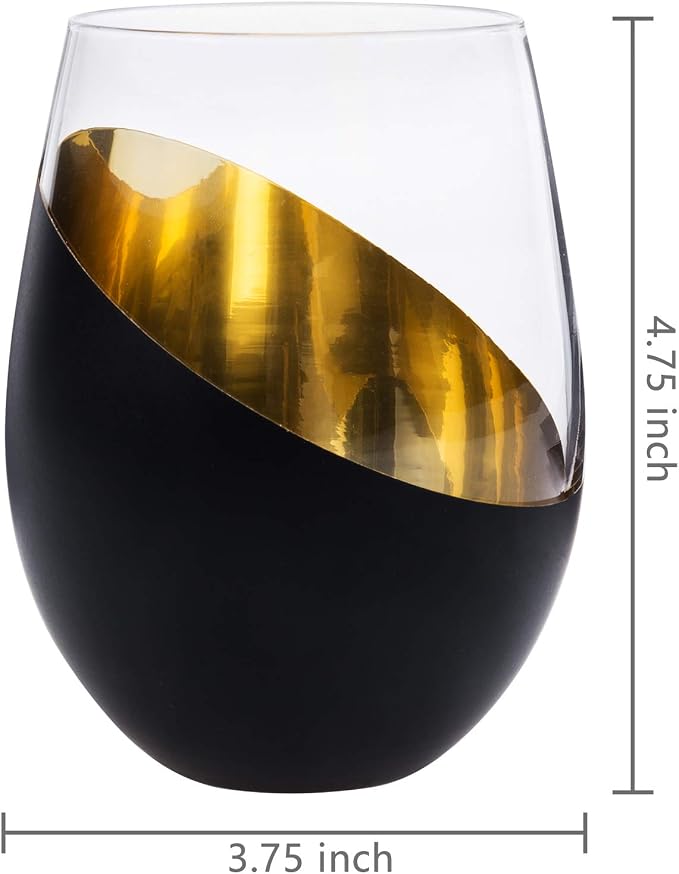 MyGift Black Wine Glasses Set of 4, Wedding Party Home Bar Birthday - Image 4