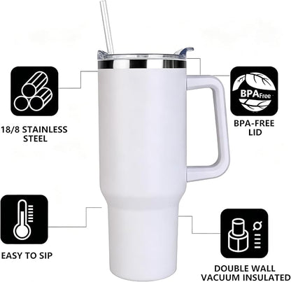 SYACOT 40 oz Tumbler with Handle and Straw Stainless Steel Insulated Tumbler - Image 2