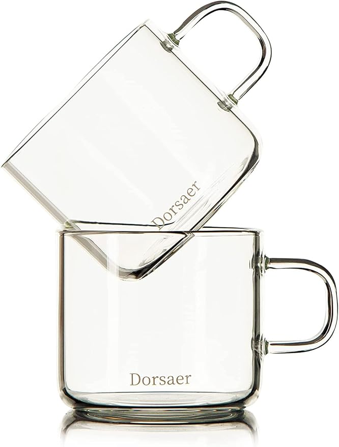 Glass Cups -6oz Small Crystal Clear Glass Coffee Cup by Dorsaer