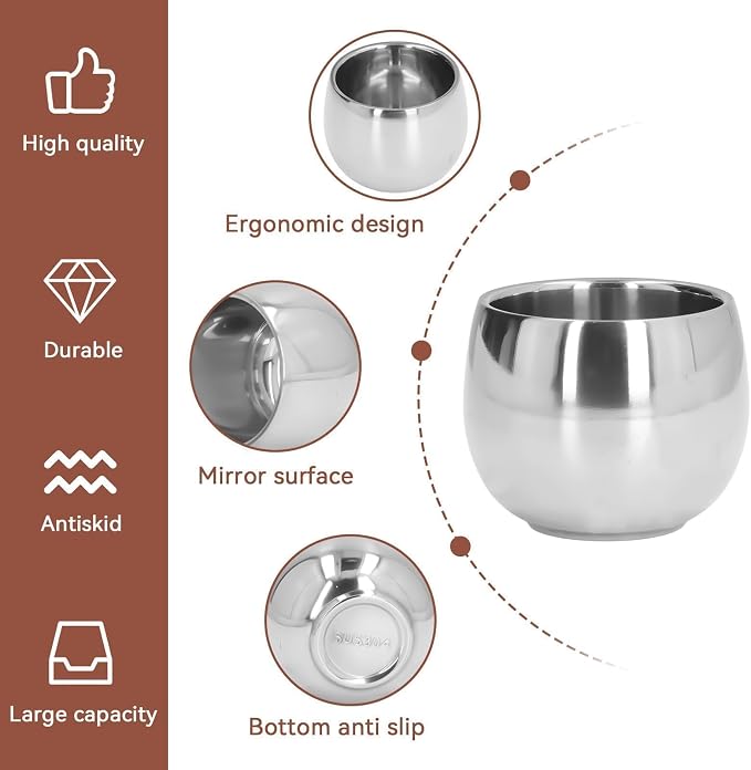 4Pcs Stainless Steel Coffee Cup, Camping Cup Coffee Mugs Tea Cups Double Walled - Image 2