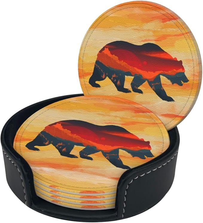 Bear Mountain Coasters Set 6 | for Drinks Coffee Table Gifts Home Decor 3.9 - Image 2