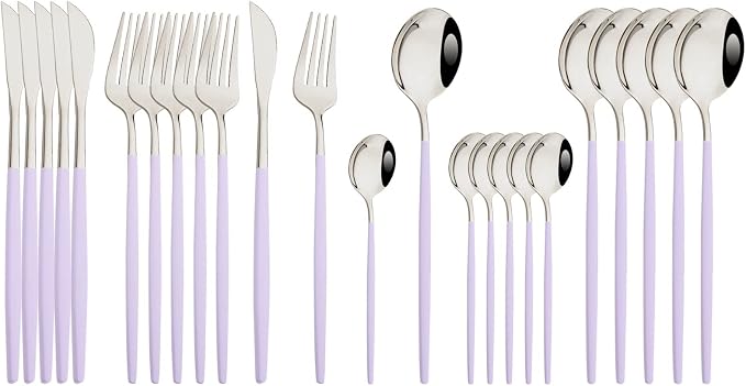 JASHII Flatware Set 24 Piece, Stainless Steel Silverware Set, Macaron Small by JASHII