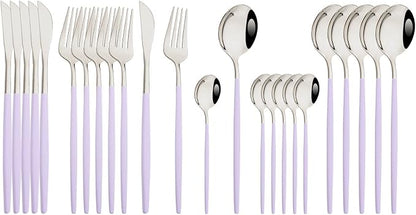 JASHII Flatware Set 24 Piece, Stainless Steel Silverware Set, Macaron Small by JASHII