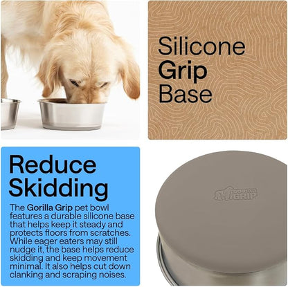 GORILLA GRIP Dog Bowls, Food Grade 304 Stainless Steel, Holds 4 Cups Each Food - Image 3