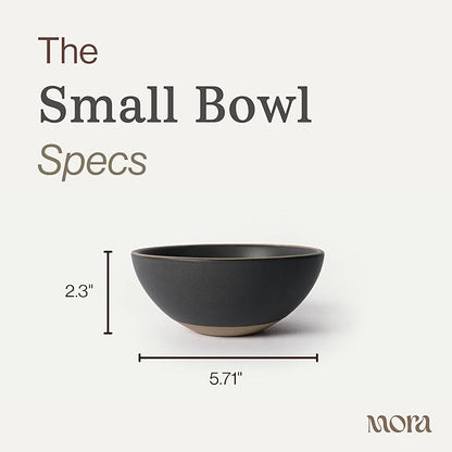 MORA Small Bowls Set of 4, 16oz Ceramic Pottery Dessert Bowls - Microwave, Oven and Dishwasher Safe - Liquorice