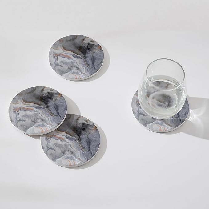 Set of 6 Abstract Dark Blue Marble Coasters - Image 3
