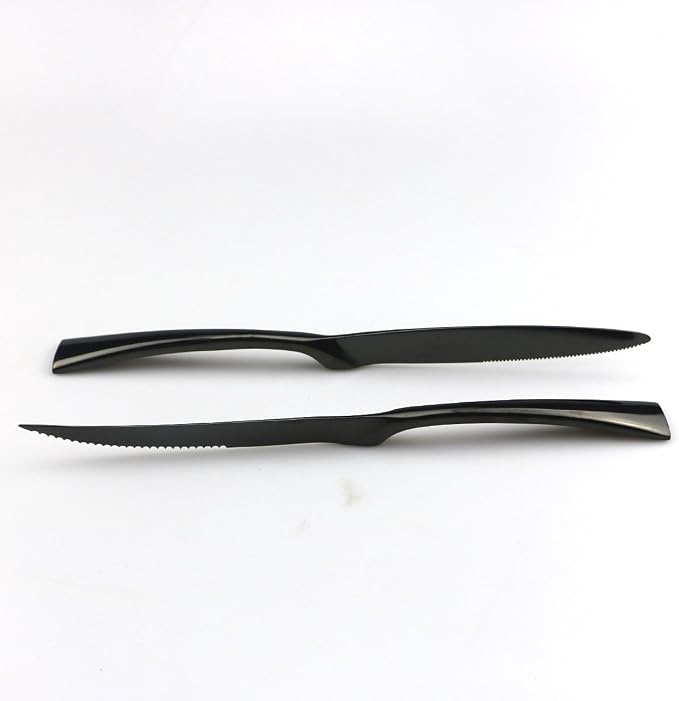 JASHII 18/10 Stainless Steel 24 Piece Mirror Polished Black Flatware Set - Image 4