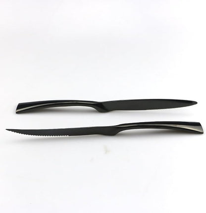 JASHII 18/10 Stainless Steel 8 Piece Mirror Polished Black Steak Knife Black - Image 4