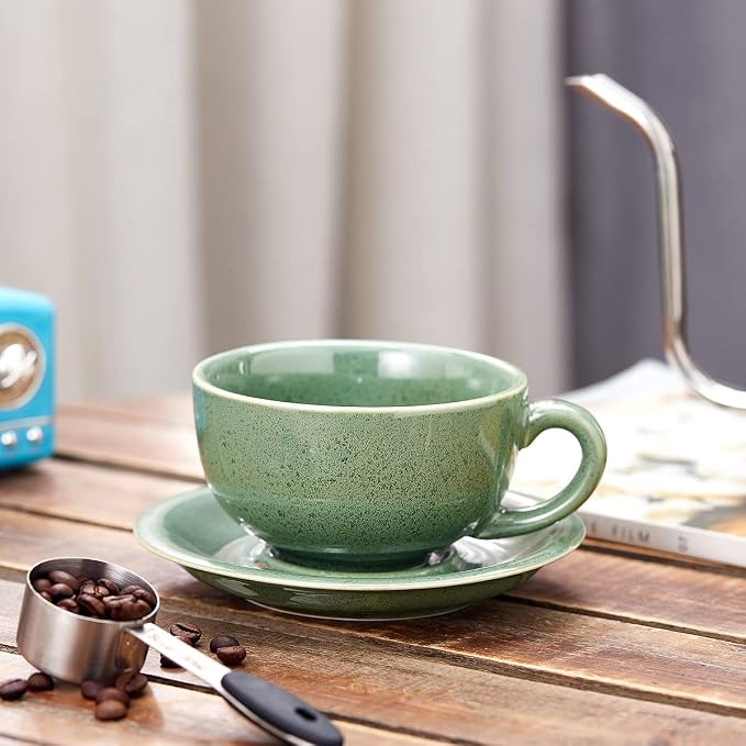 Coffeezone Vintage Design 12 oz Ceramic Latte Art Cappuccino Barista Cup - Image 3