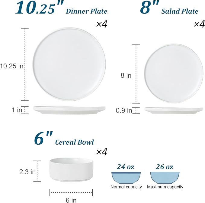 12 Piece Ceramic Plates and Bowls Sets - Image 3
